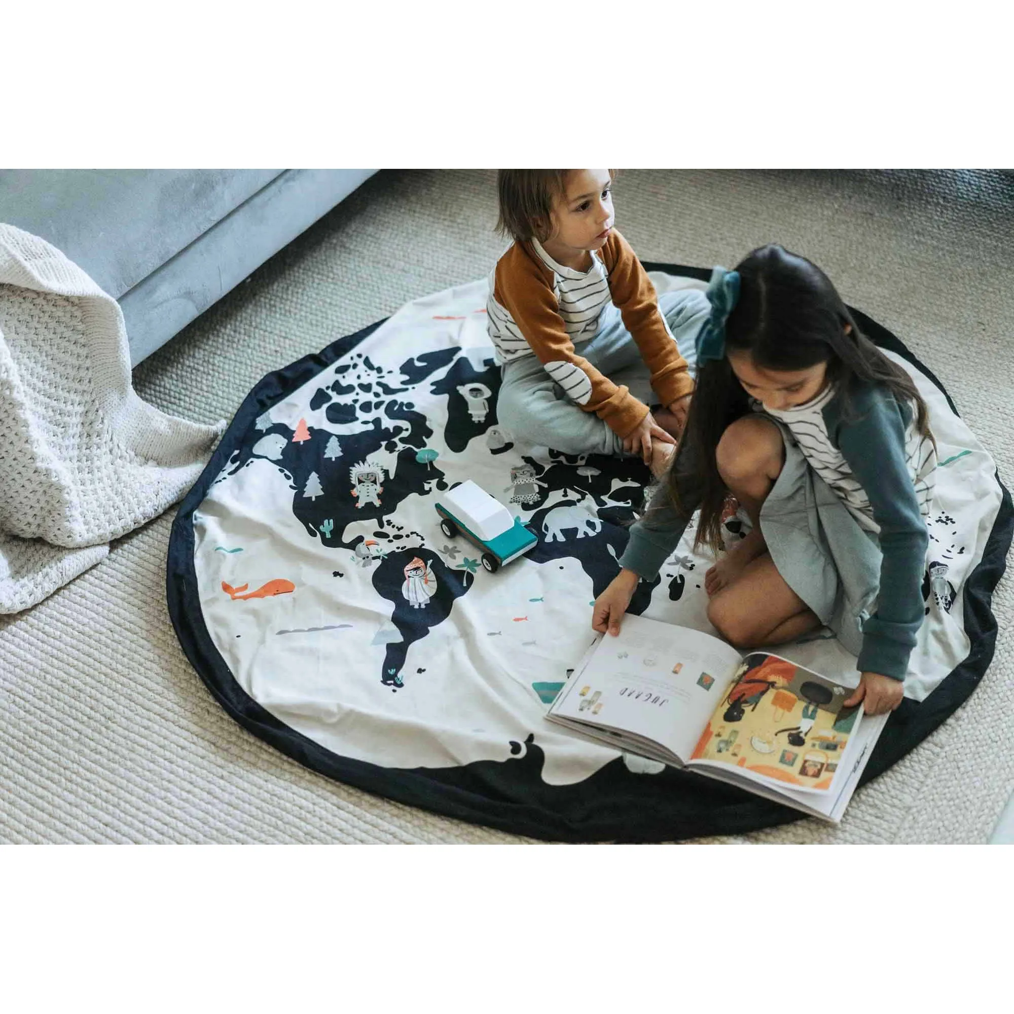 Play&Go Toy Storage Bag - World Map - Double Print - Ø140cm