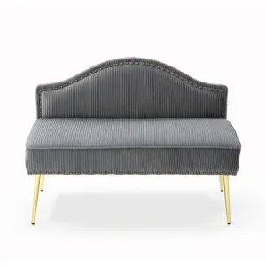 Pleated Velvet Mid-Century Loveseat in Grey
