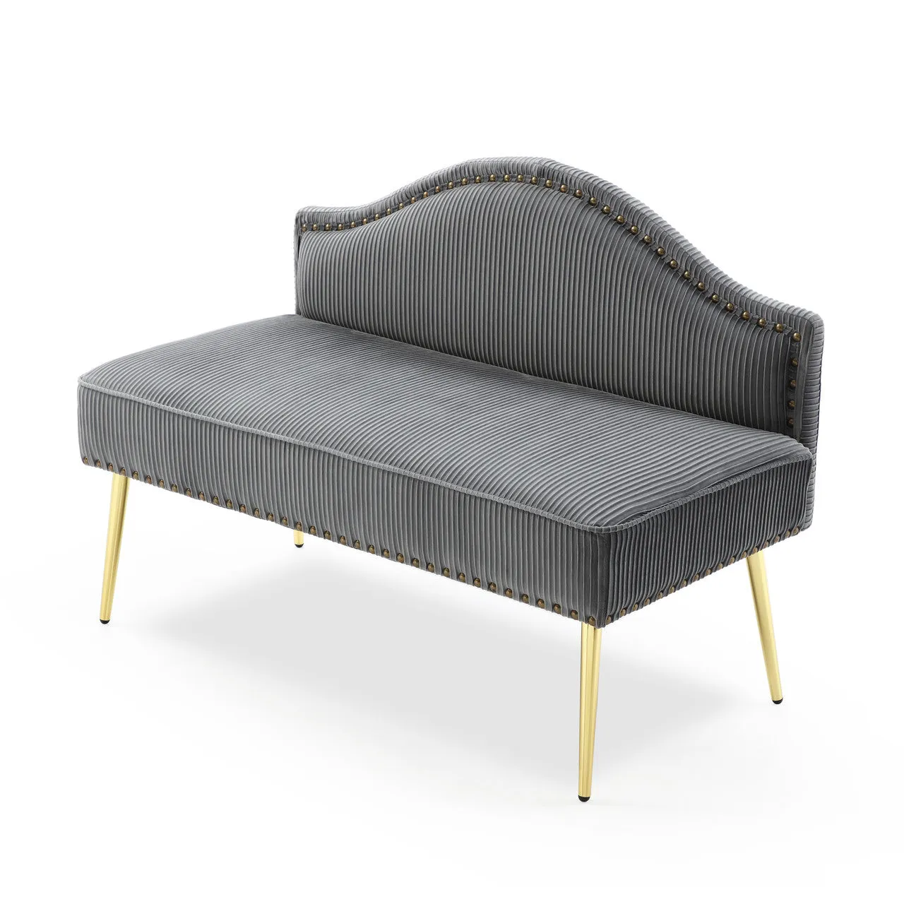 Pleated Velvet Mid-Century Loveseat in Grey