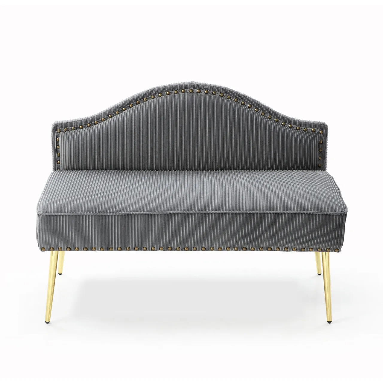 Pleated Velvet Mid-Century Loveseat in Grey