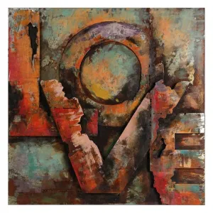 "Love" Mixed Media Iron Hand Painted Dimensional Wall Decor