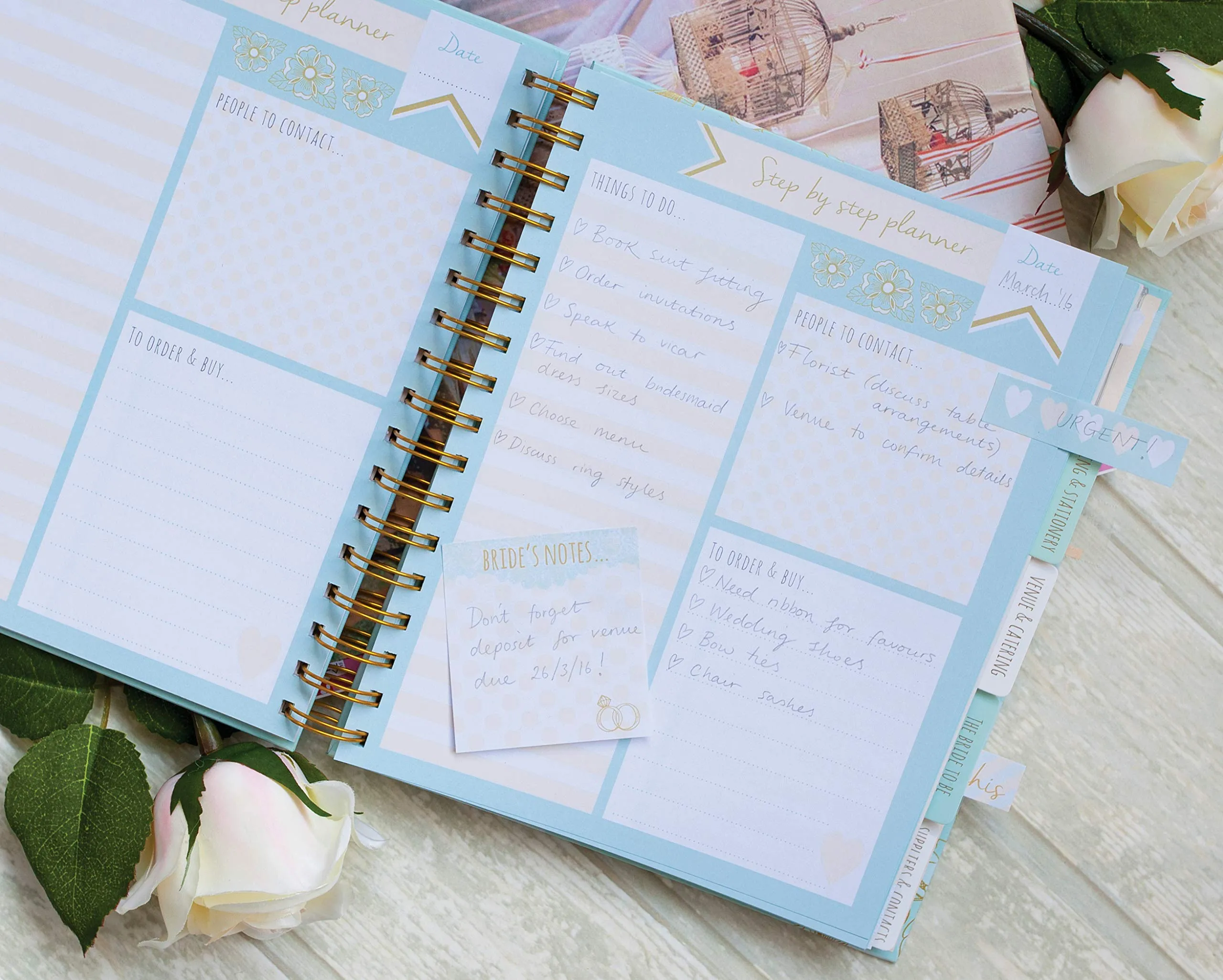 Rachel Ellen Designs Hard Cover 9 Wedding Planner & Organizer, Checklists, Gold Foil