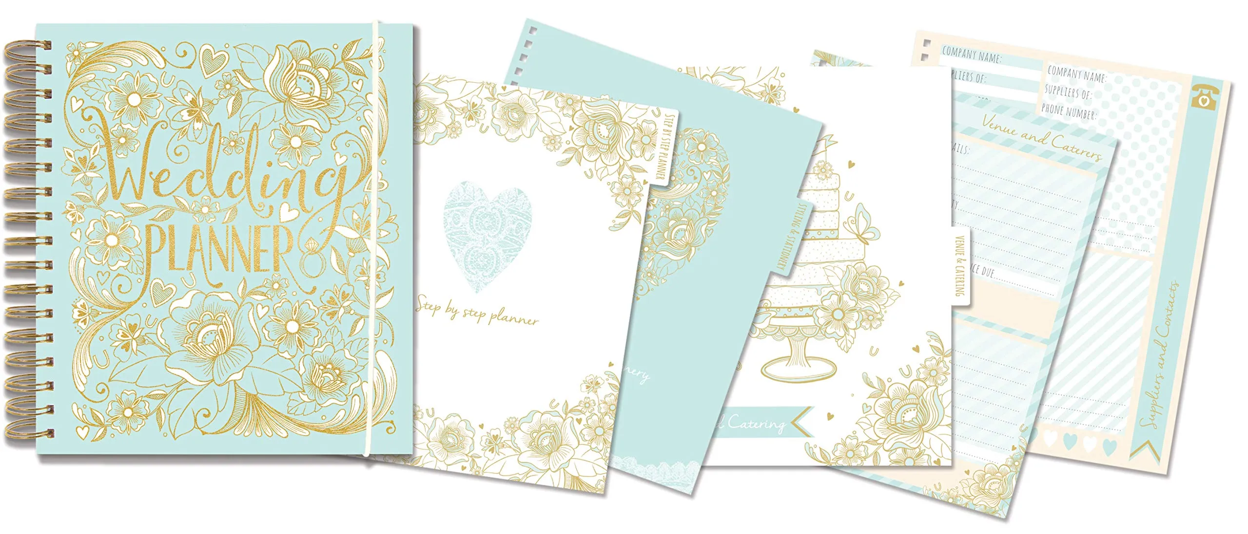 Rachel Ellen Designs Hard Cover 9 Wedding Planner & Organizer, Checklists, Gold Foil