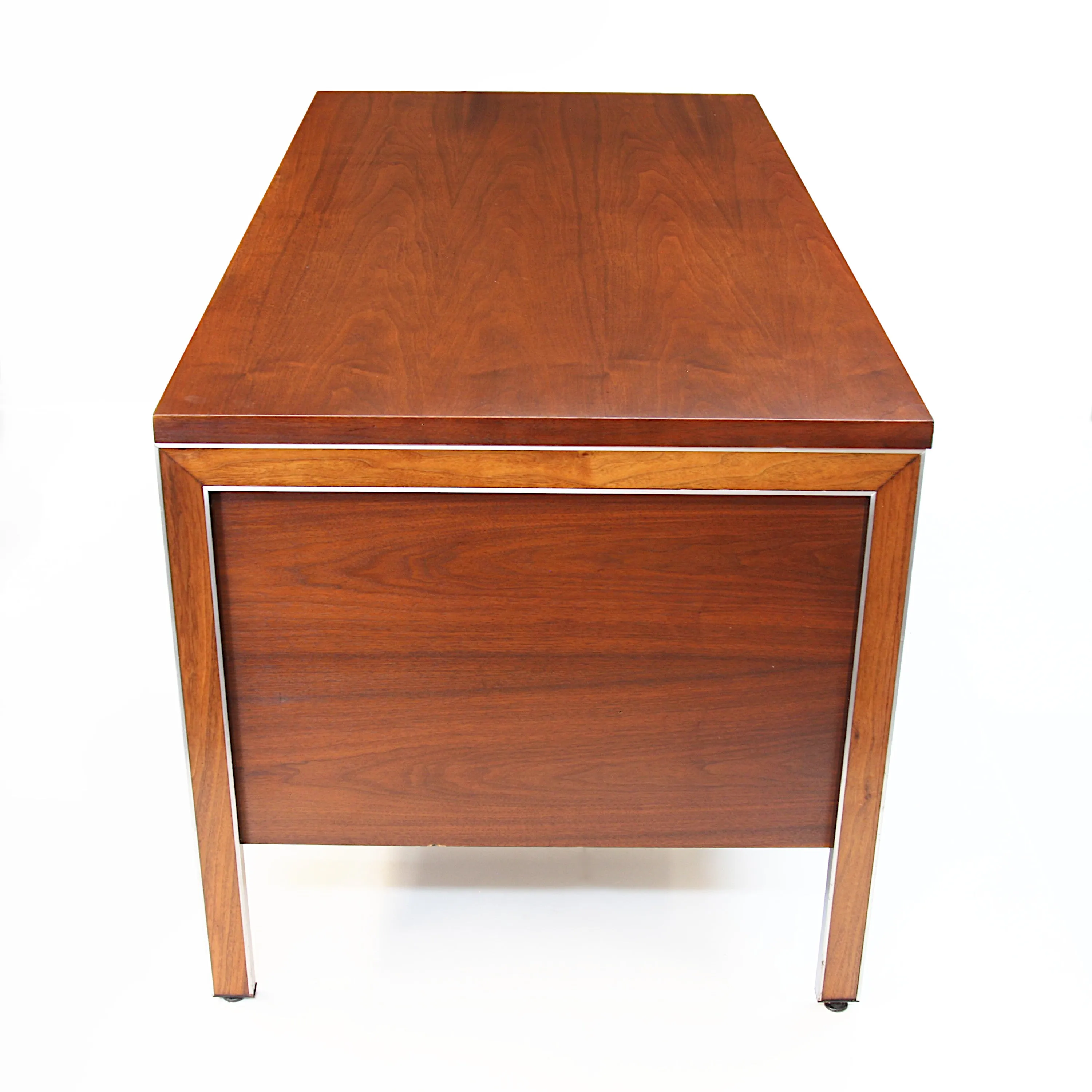 Rare Mid-Century Modern Walnut Push-Button Executive Desk by SLS Environetics