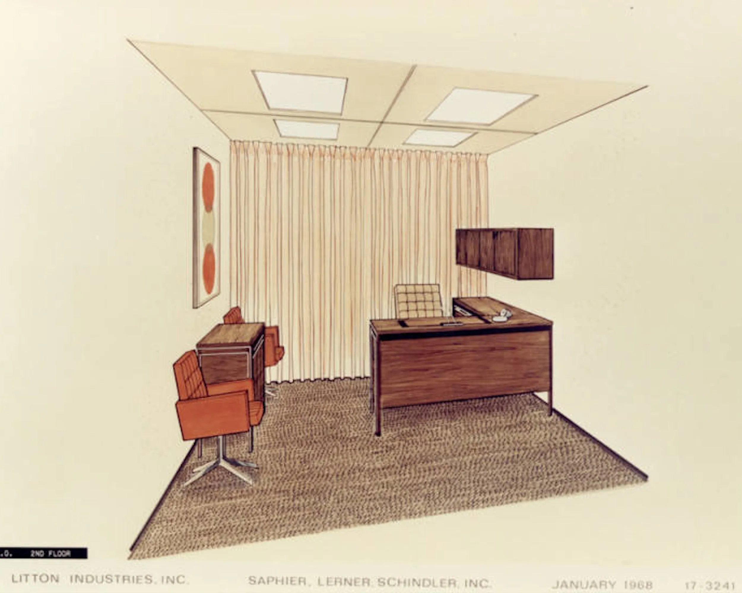 Rare Mid-Century Modern Walnut Push-Button Executive Desk by SLS Environetics