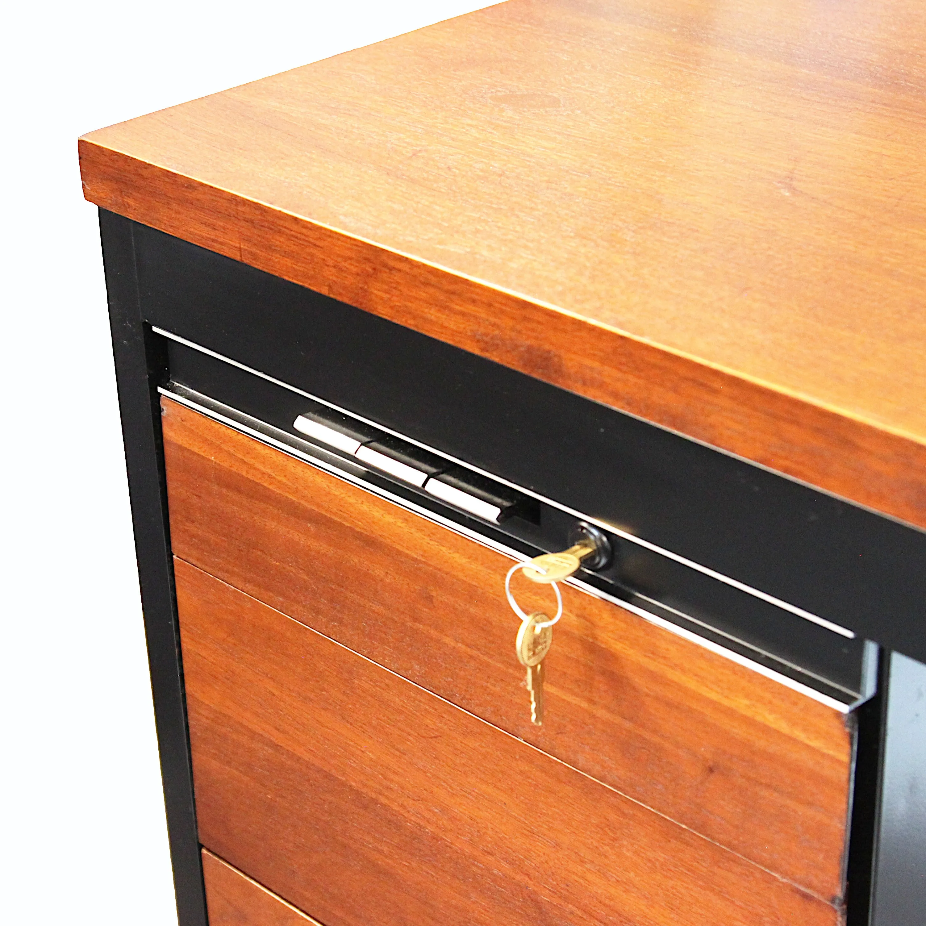 Rare Mid-Century Modern Walnut Push-Button Executive Desk by SLS Environetics