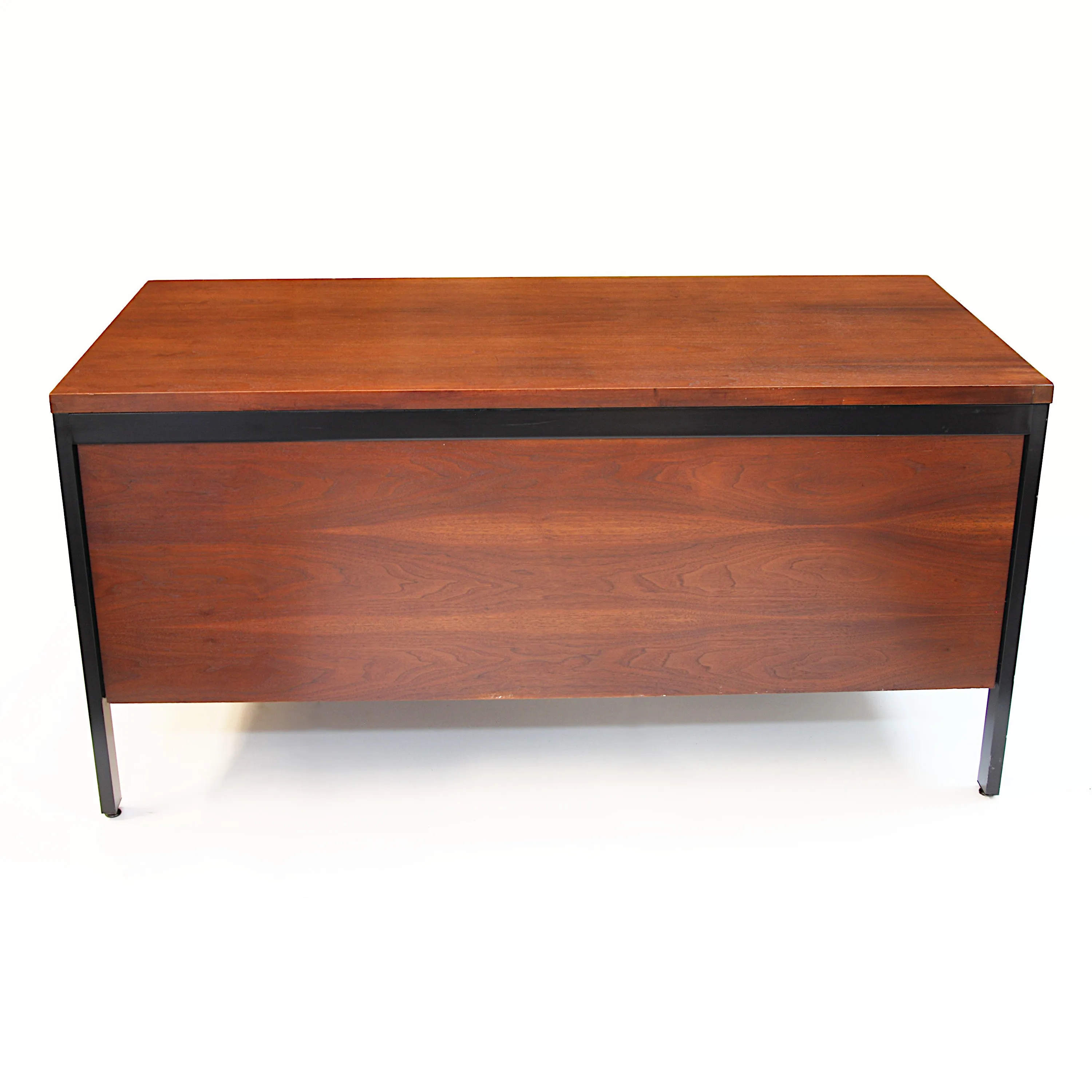 Rare Mid-Century Modern Walnut Push-Button Executive Desk by SLS Environetics