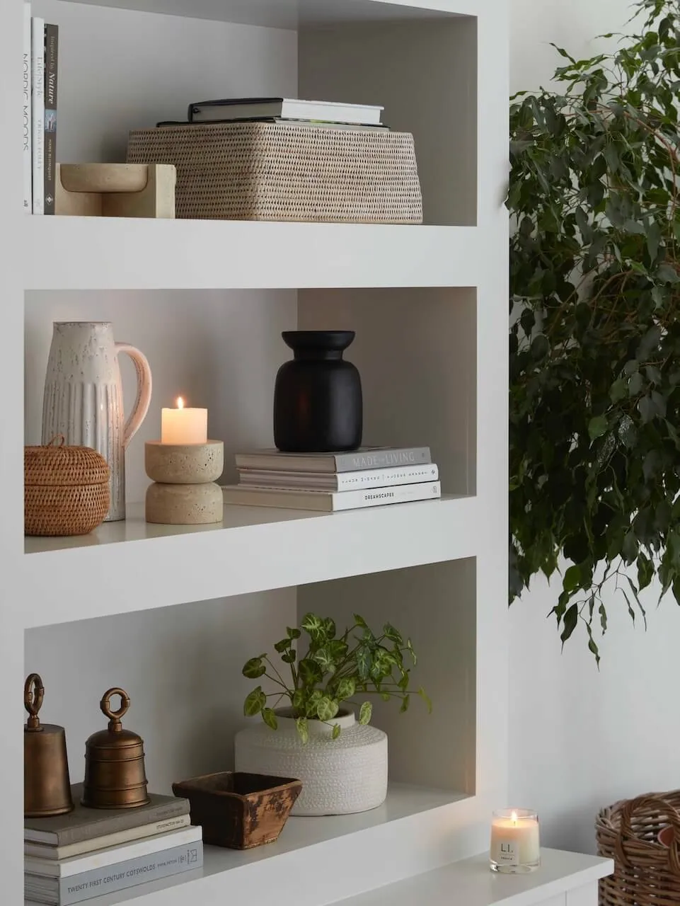 Rattan Shelf Basket White
