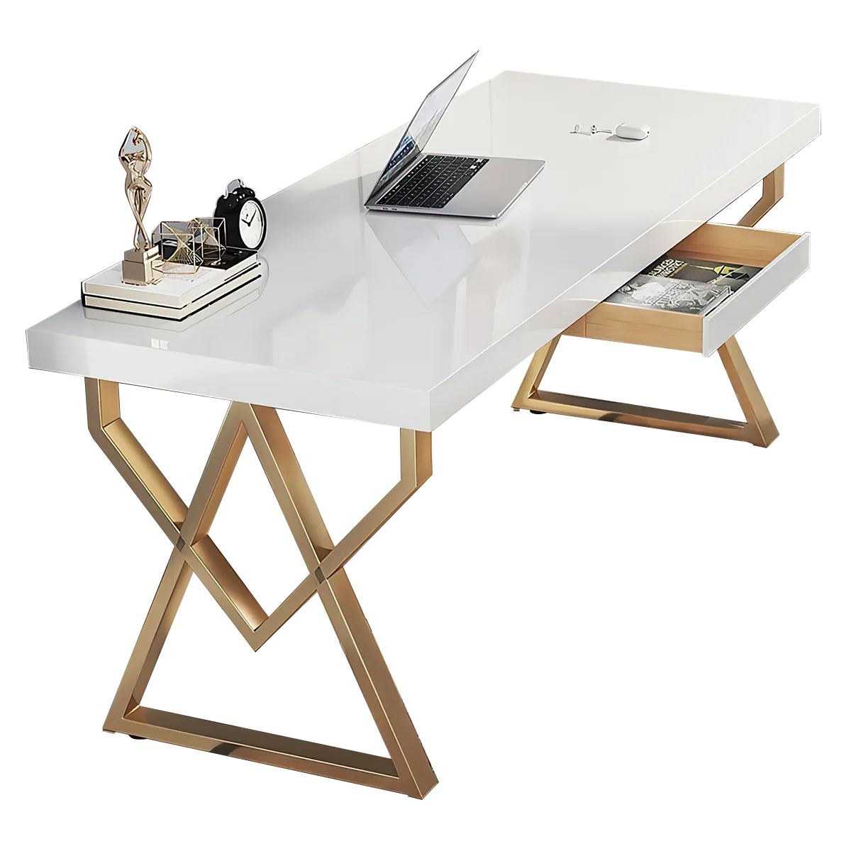 Rectangular Minimalist Office Desk with Unique Legs