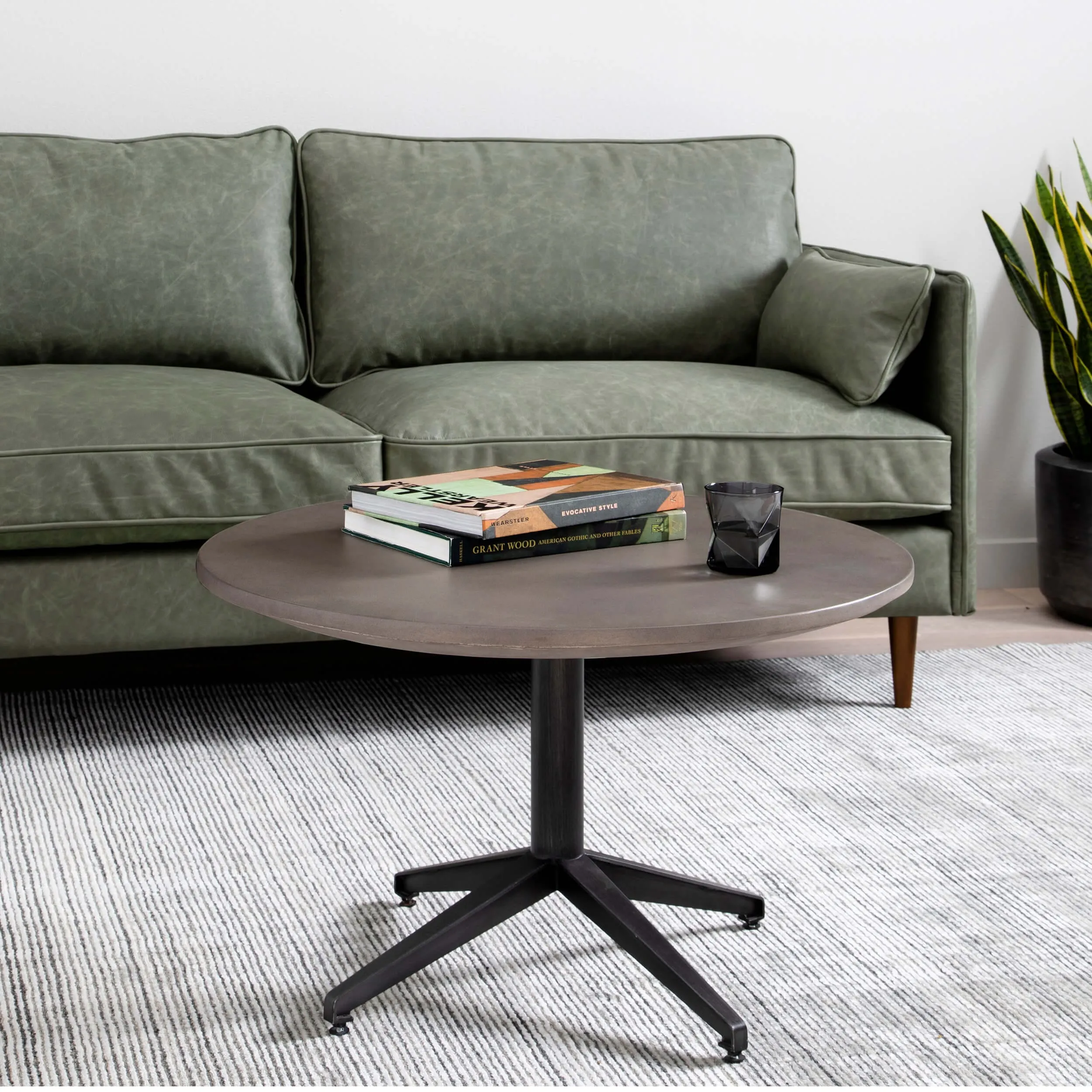 Reese Leather Sofa, Eden Sage