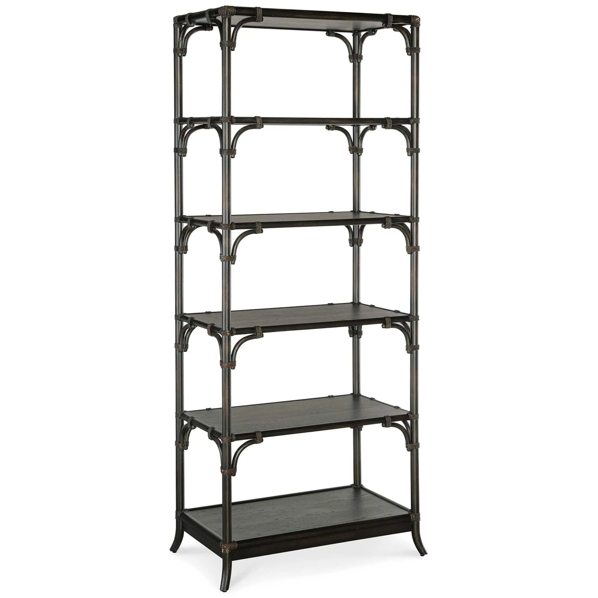 Retreat Pole Rattan Bookcase, Dark Wood