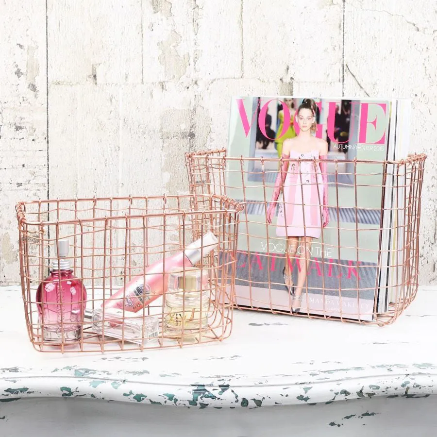 RJB Stone Wire Mesh Rectangular Basket Copper