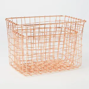 RJB Stone Wire Mesh Rectangular Basket Copper