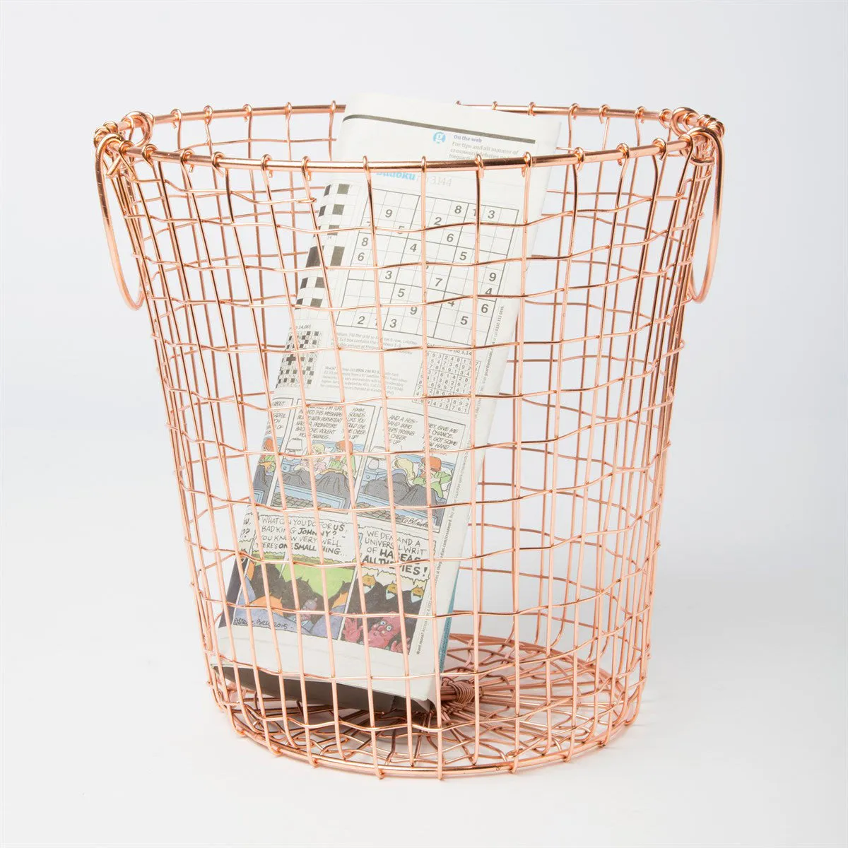 RJB Stone Wire Mesh Round Basket Copper