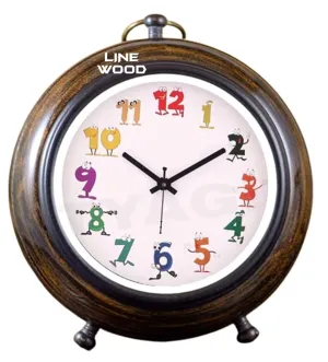 Rocks Handicraft Handmade Wooden 5" Table Top Clock Desk Clock Antique Style Hanging Clock Home & Office, Bed Room, Kids Room Decor (White)