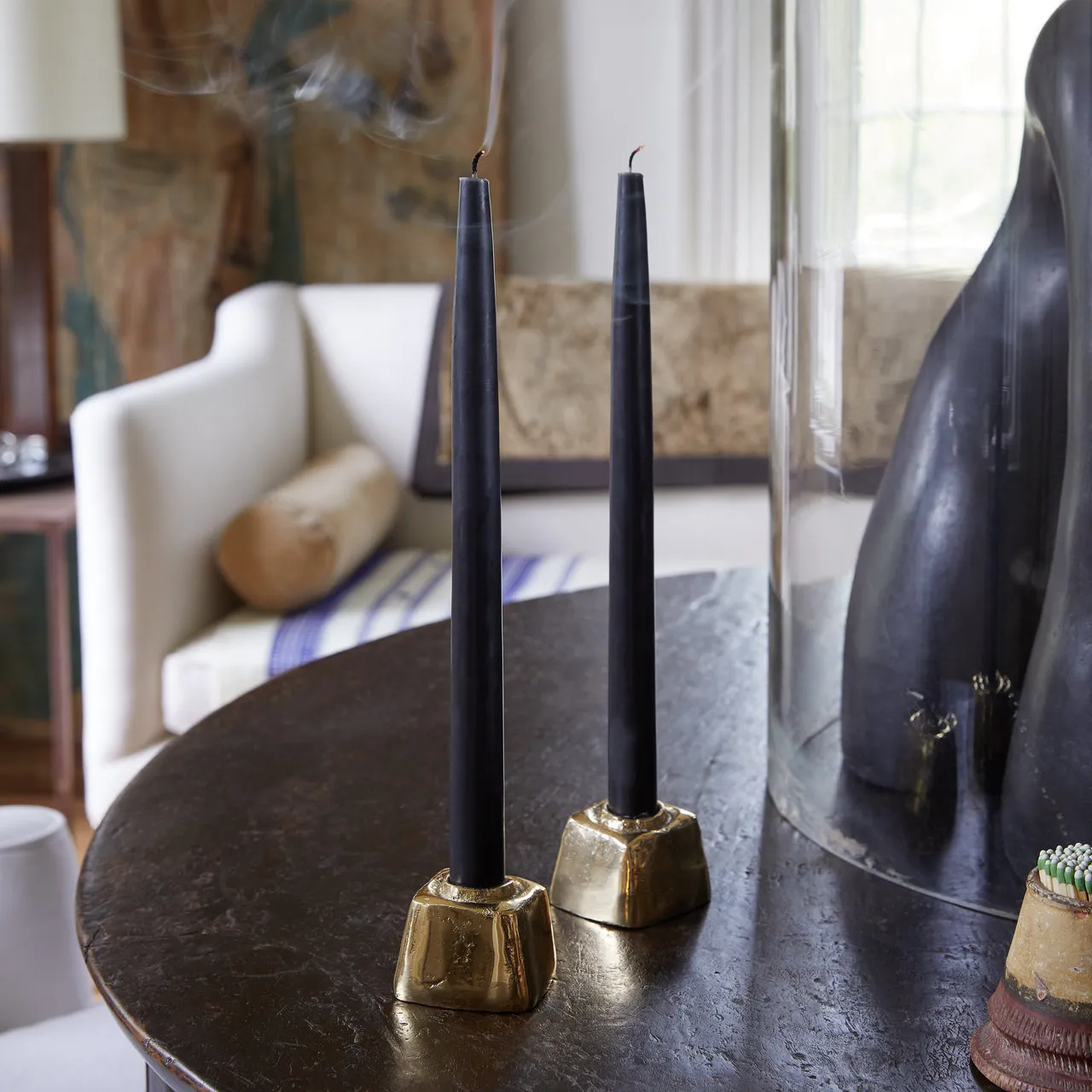 Rough-Cast Solid Brass Candleholder (Set of 2)