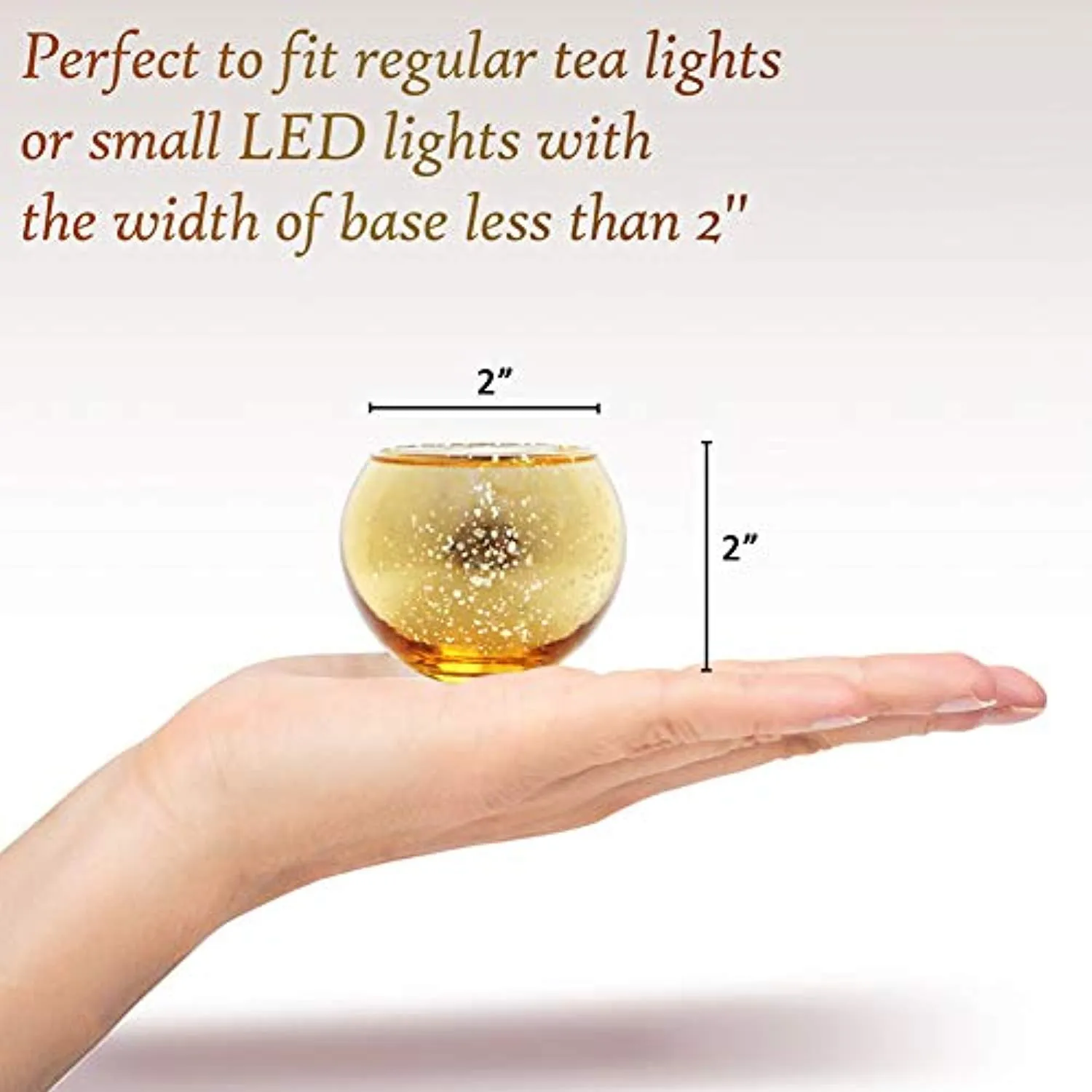 Round Gold Votive Candle Holders - Mercury Glass Tealight Set of 12