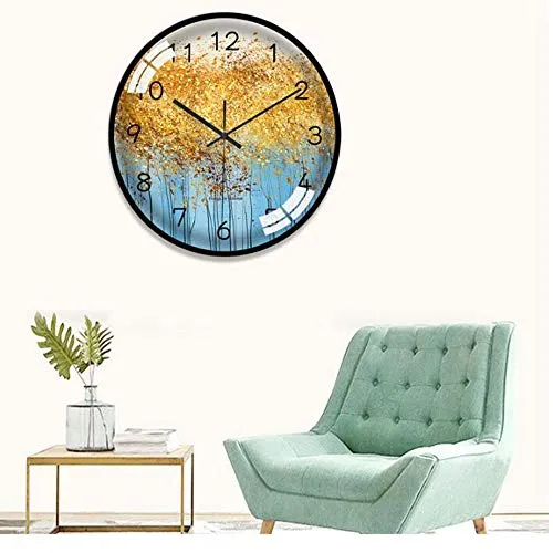 Round Mute Art Fashion Wall Clock Living Room Bedroom Study Decoration Wall Clock Pendulum Clock (Size : B, Style : Style 1)
