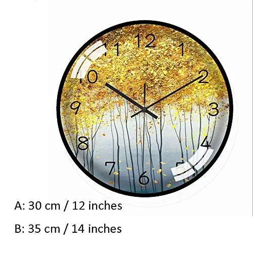 Round Mute Art Fashion Wall Clock Living Room Bedroom Study Decoration Wall Clock Pendulum Clock (Size : B, Style : Style 1)