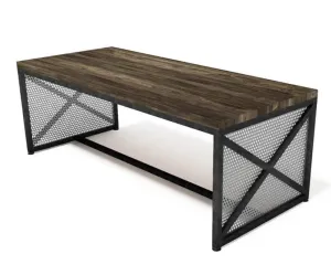 Rowan Hybrid Modern Industrial Communal Table - Steel Base - Wood Top