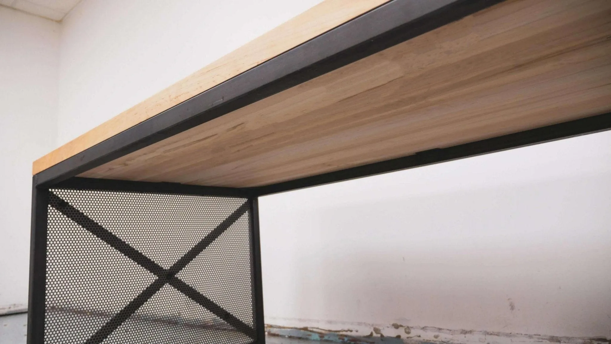 Rowan Hybrid Modern Industrial Communal Table - Steel Base - Wood Top