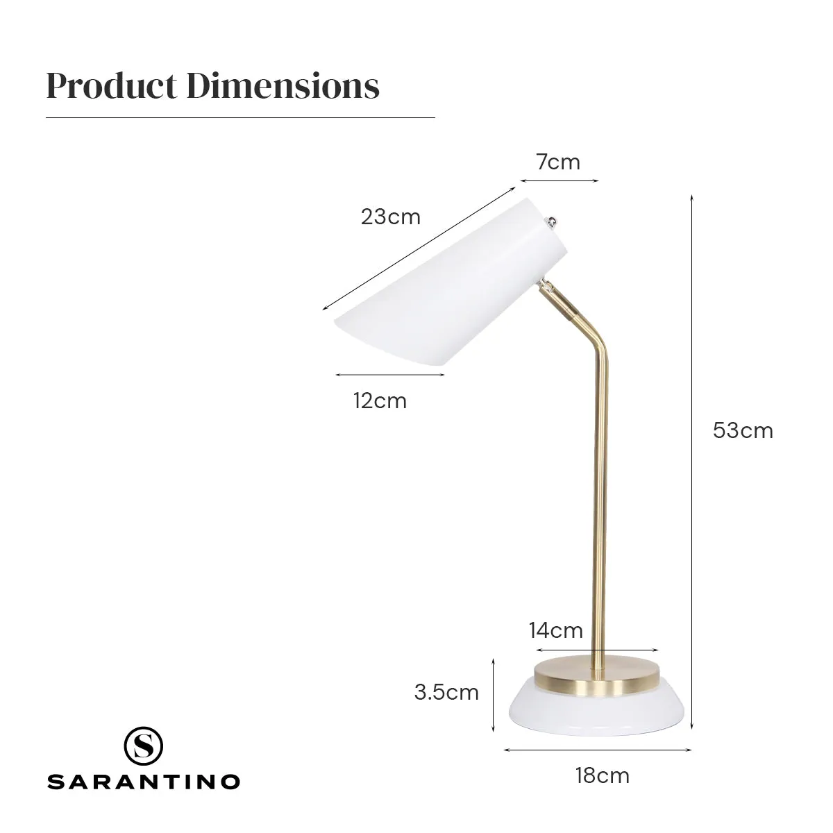 Sarantino Task Desk or Table Lamp (White/Brass)