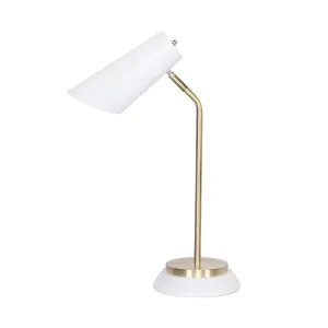 Sarantino Task Desk or Table Lamp (White/Brass)