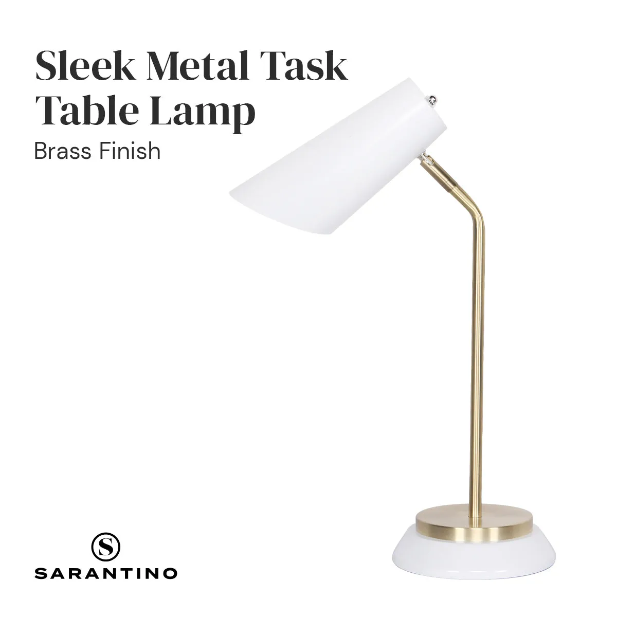 Sarantino Task Desk or Table Lamp (White/Brass)