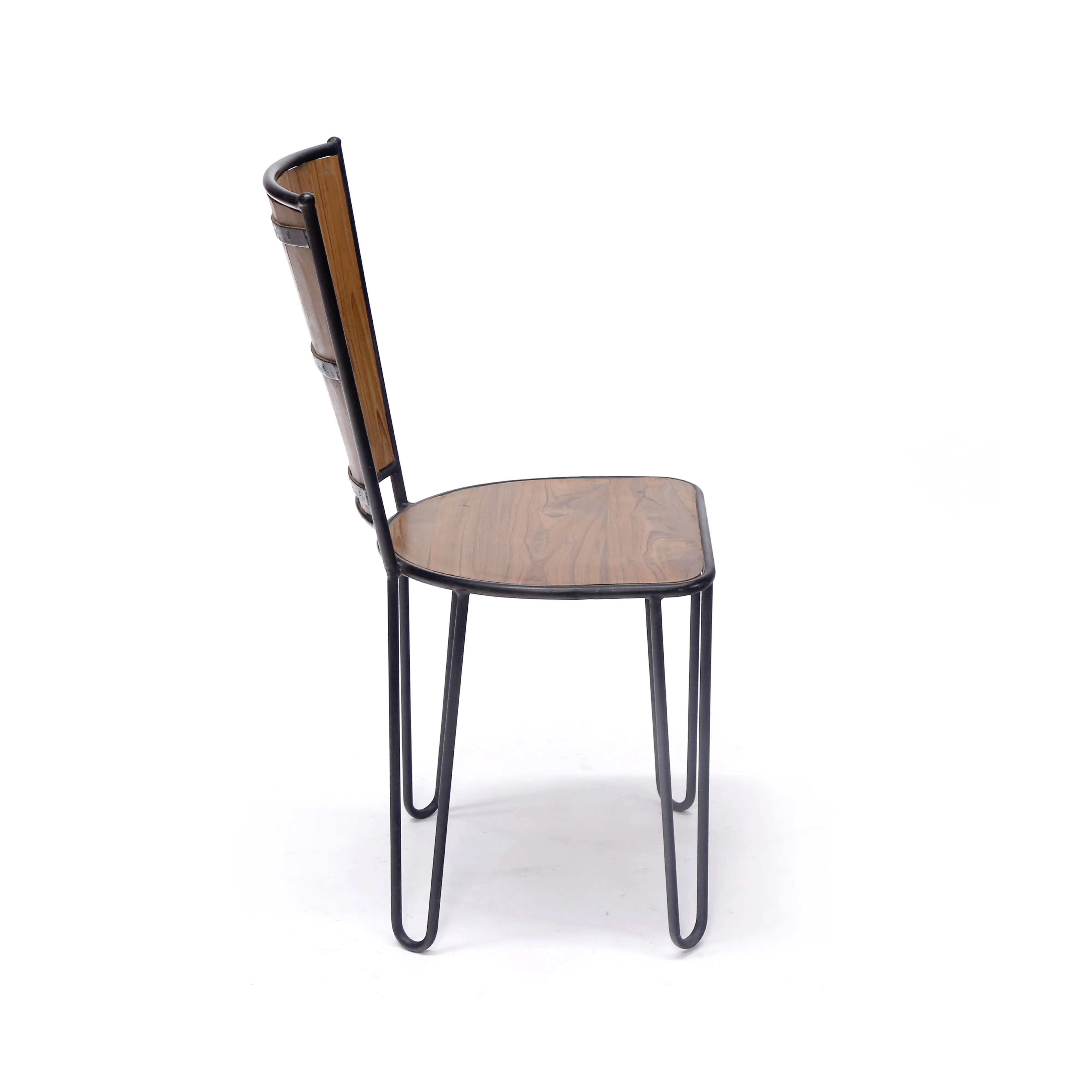 (Set of 2) Teak Wood Metallic Frame Chair