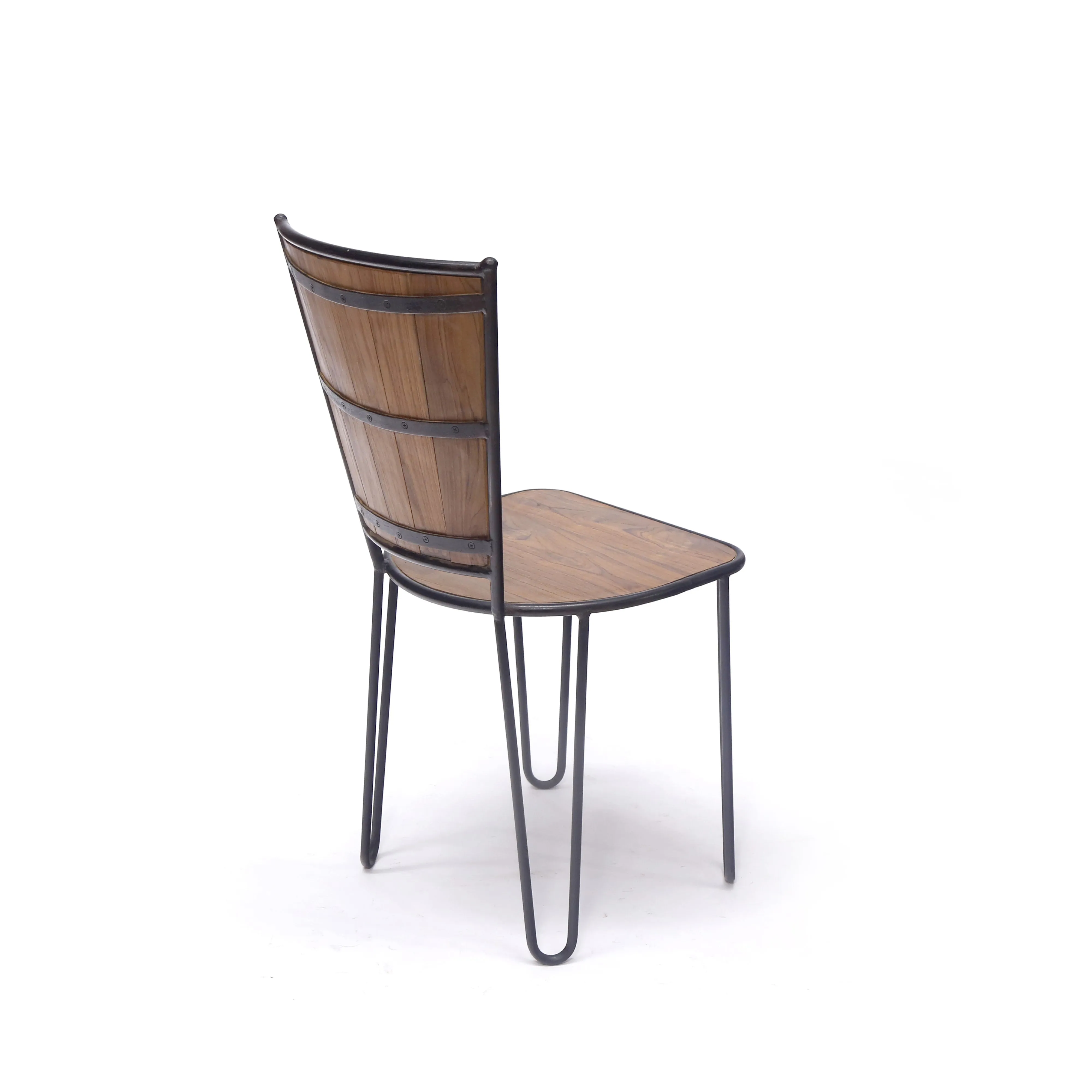(Set of 2) Teak Wood Metallic Frame Chair