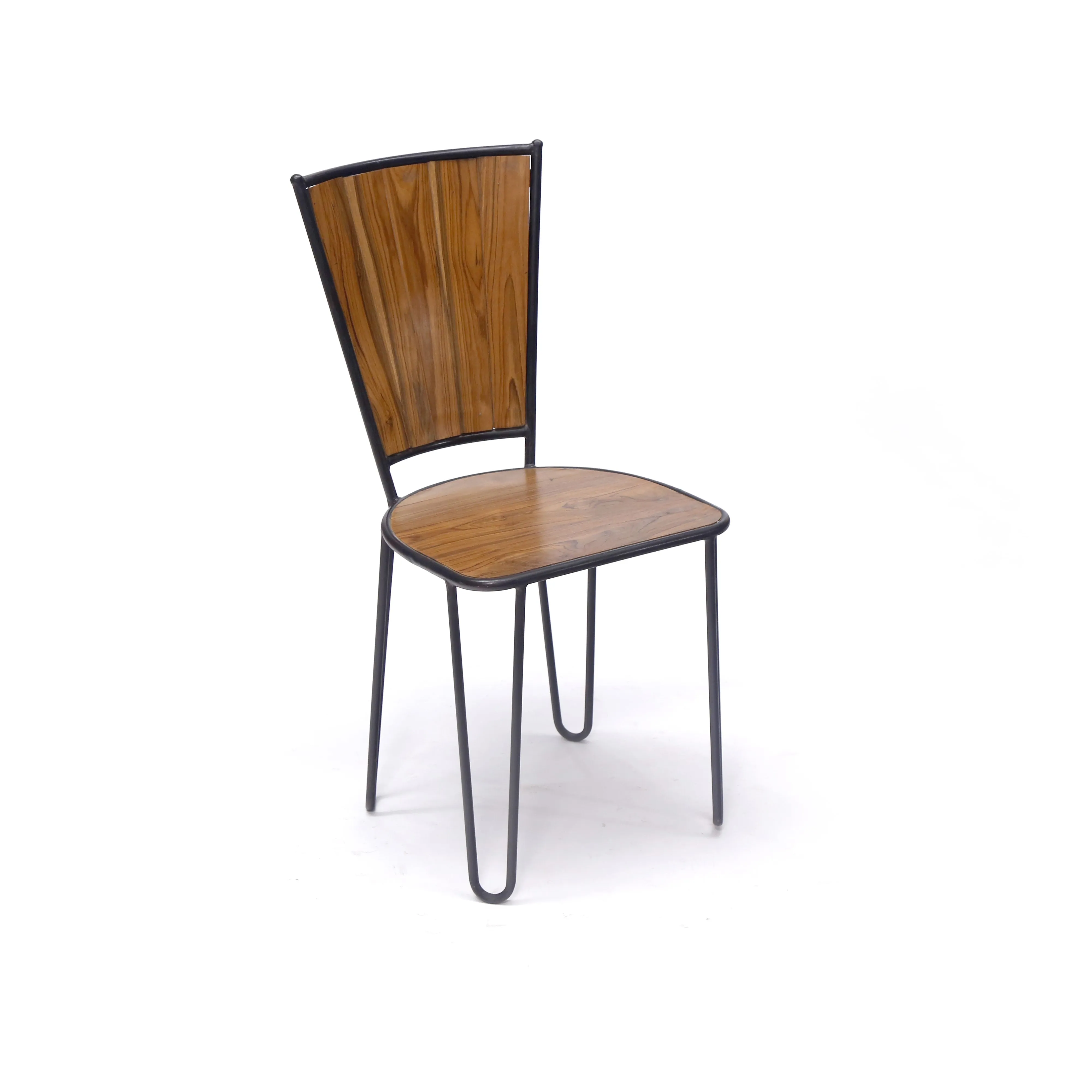 (Set of 2) Teak Wood Metallic Frame Chair