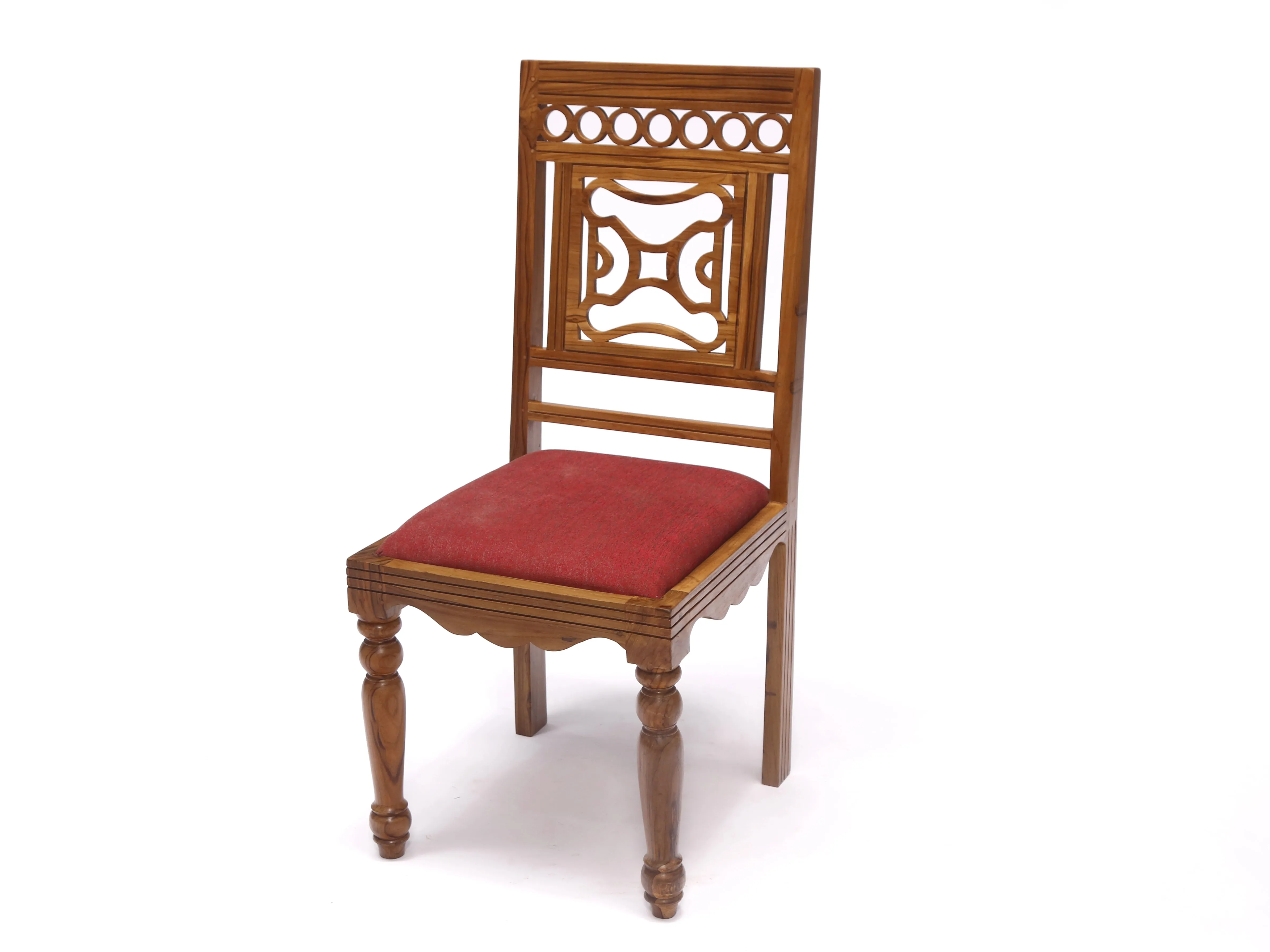 (Set of 2) Teak Wood Traditional Dinning office all purpose  Chair red color