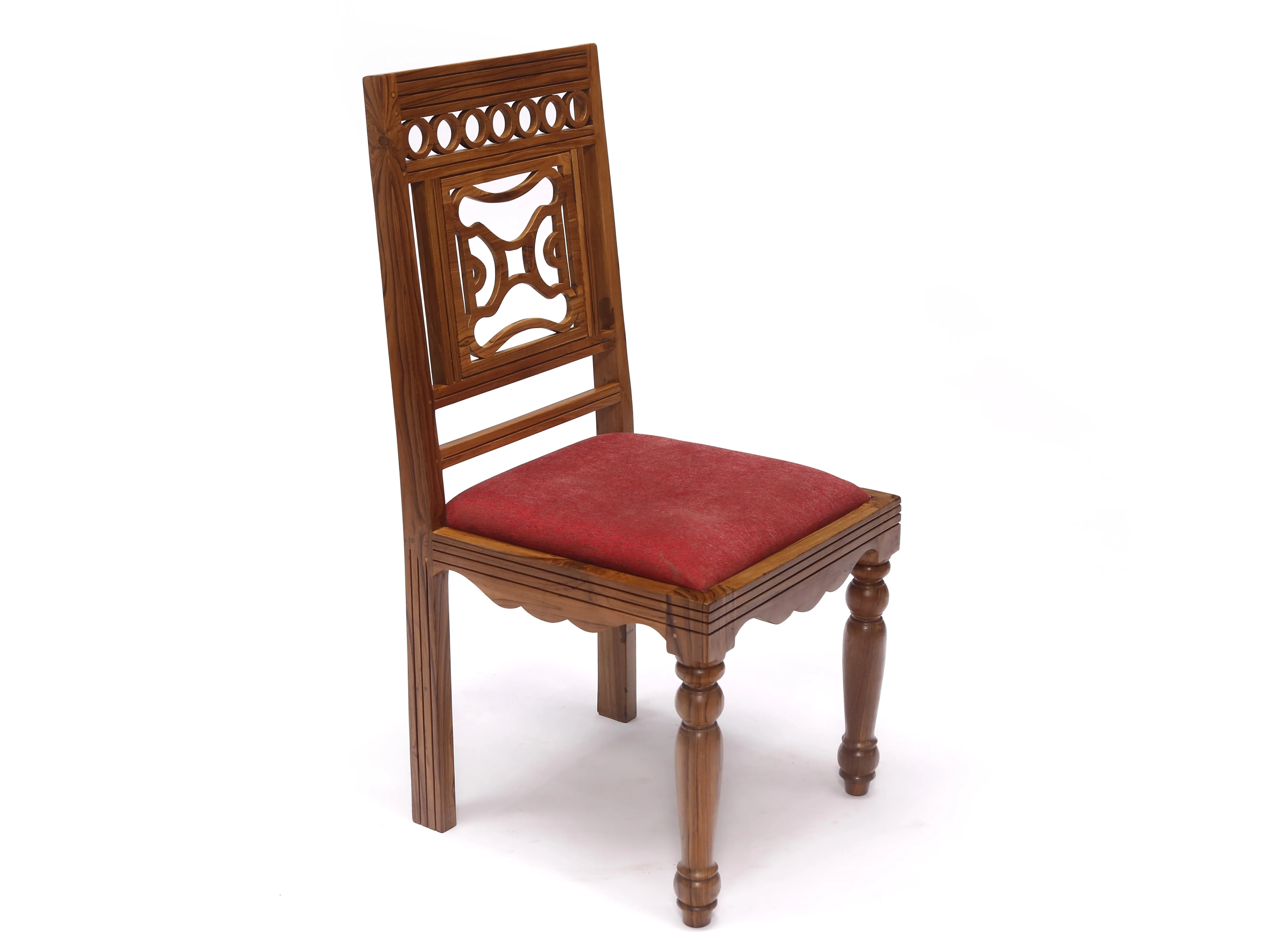(Set of 2) Teak Wood Traditional Dinning office all purpose  Chair red color