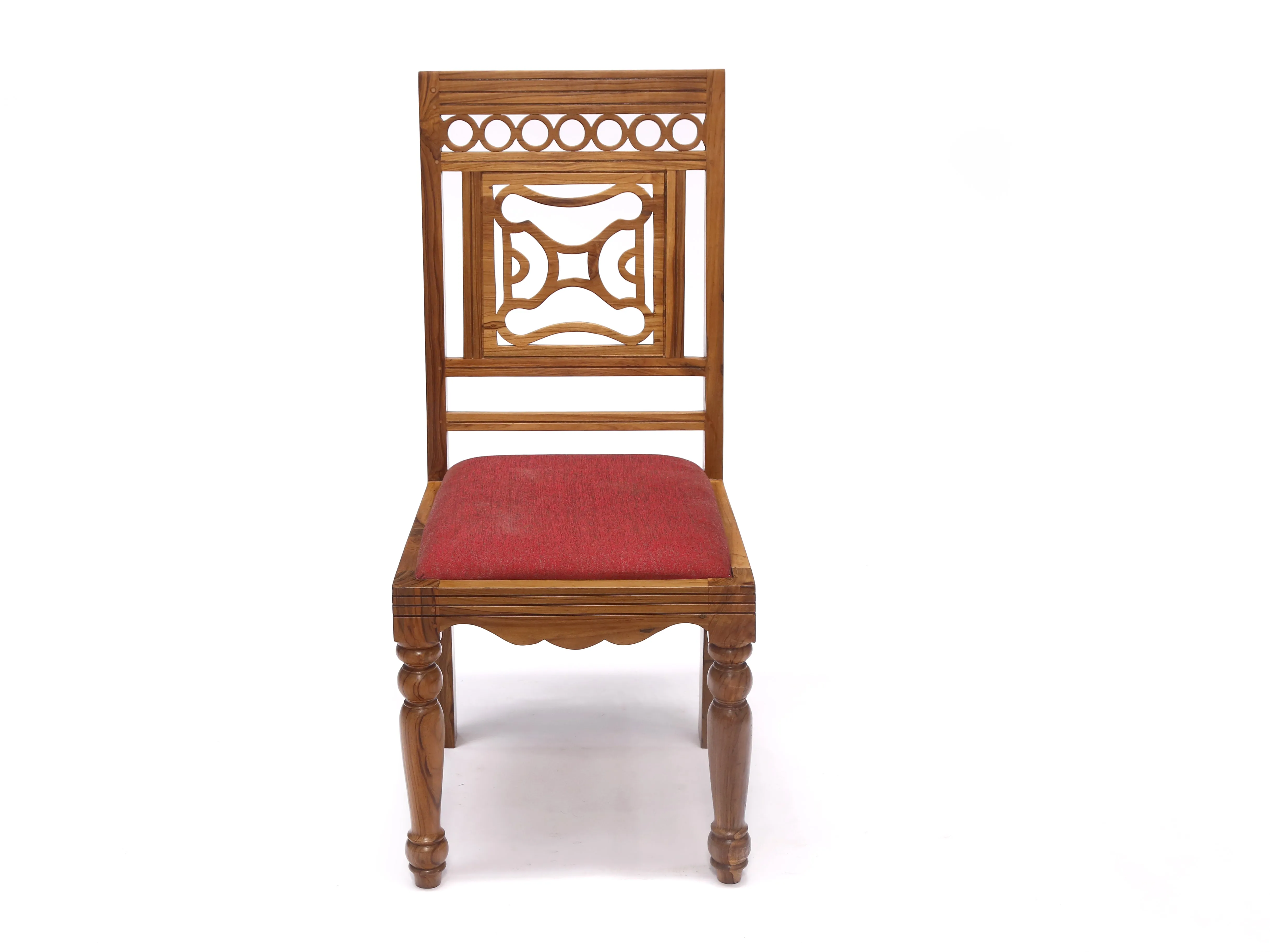 (Set of 2) Teak Wood Traditional Dinning office all purpose  Chair red color