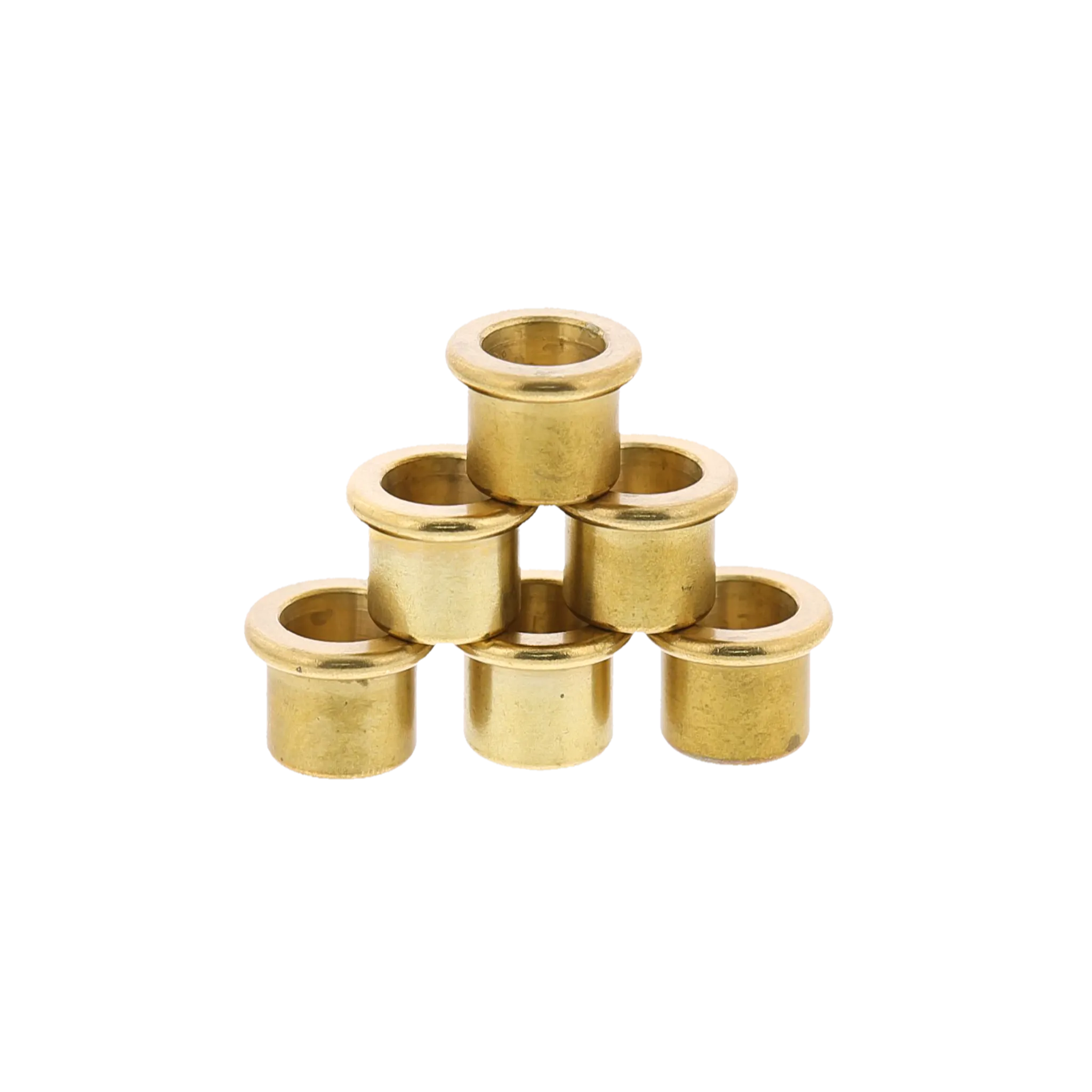 Set of six brass candleholders