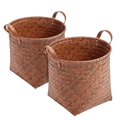 Seville Classics Home Fisherman Style Baskets 2 Units 2 units of woven fisherman style baskets. Decorative hand-woven design and Water Resistant-428996-0017641068344