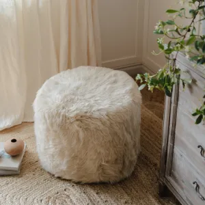 Sheepskin Pouffe Circular - Cream