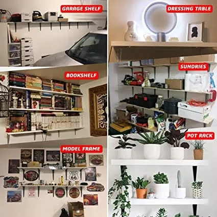 Shelf Brackets, Heavy Duty L Bracket Corner Brace Support, J Brackets Metal Joint Angle Bracket for Hanging, Floating Shelves Bracket for Shelf (1 Pair) - SHH033