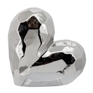 Silver Ceramic Heart 11.5"