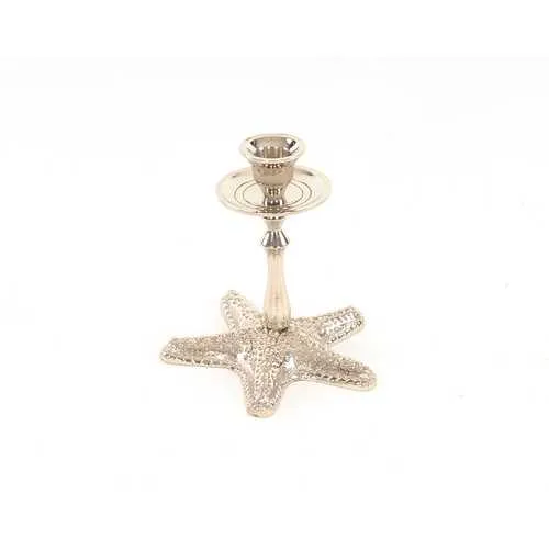 Silver Finish Star Fish Taper Candle Holder
