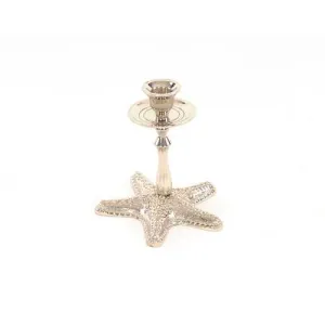 Silver Finish Star Fish Taper Candle Holder