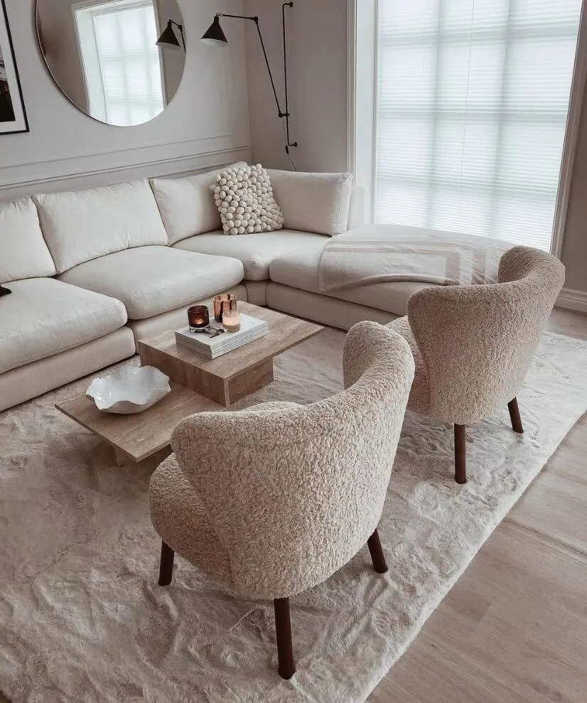 Simple Wabi-sabi Marshmallow Left/Right-Arm Seat Sectional Fabric Sofa