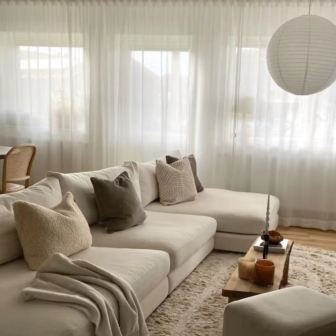Simple Wabi-sabi Marshmallow Left/Right-Arm Seat Sectional Fabric Sofa