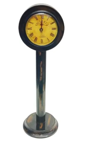 Sky Instruments Antique Table Wooden Nautical Style Desk Stand Clock Vintage Home & Office Decor - 18inch