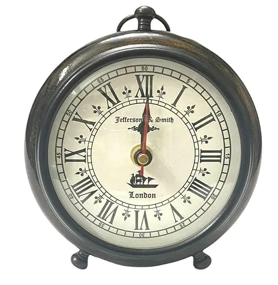 SLEPSY Table Clock Antique Style Office Home Decor Handicrafts Items Wedding Gift Bedroom Living Room Table Clock Antique Style (Antique,Wood, Brown)