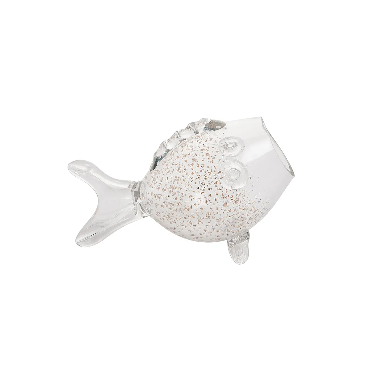 Small Gold Speck Glass Puffer Fish Vase