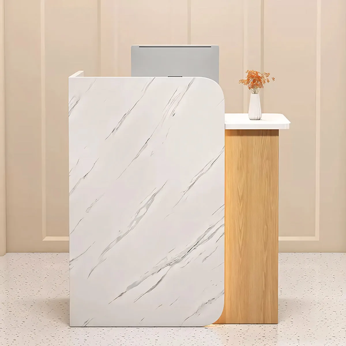 Small Reception Desk Retail Counter for Checkout Wooden Reception Table