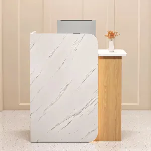 Small Reception Desk Retail Counter for Checkout Wooden Reception Table