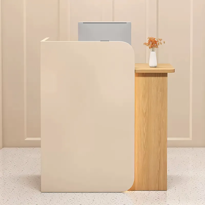 Small Reception Desk Retail Counter for Checkout Wooden Reception Table