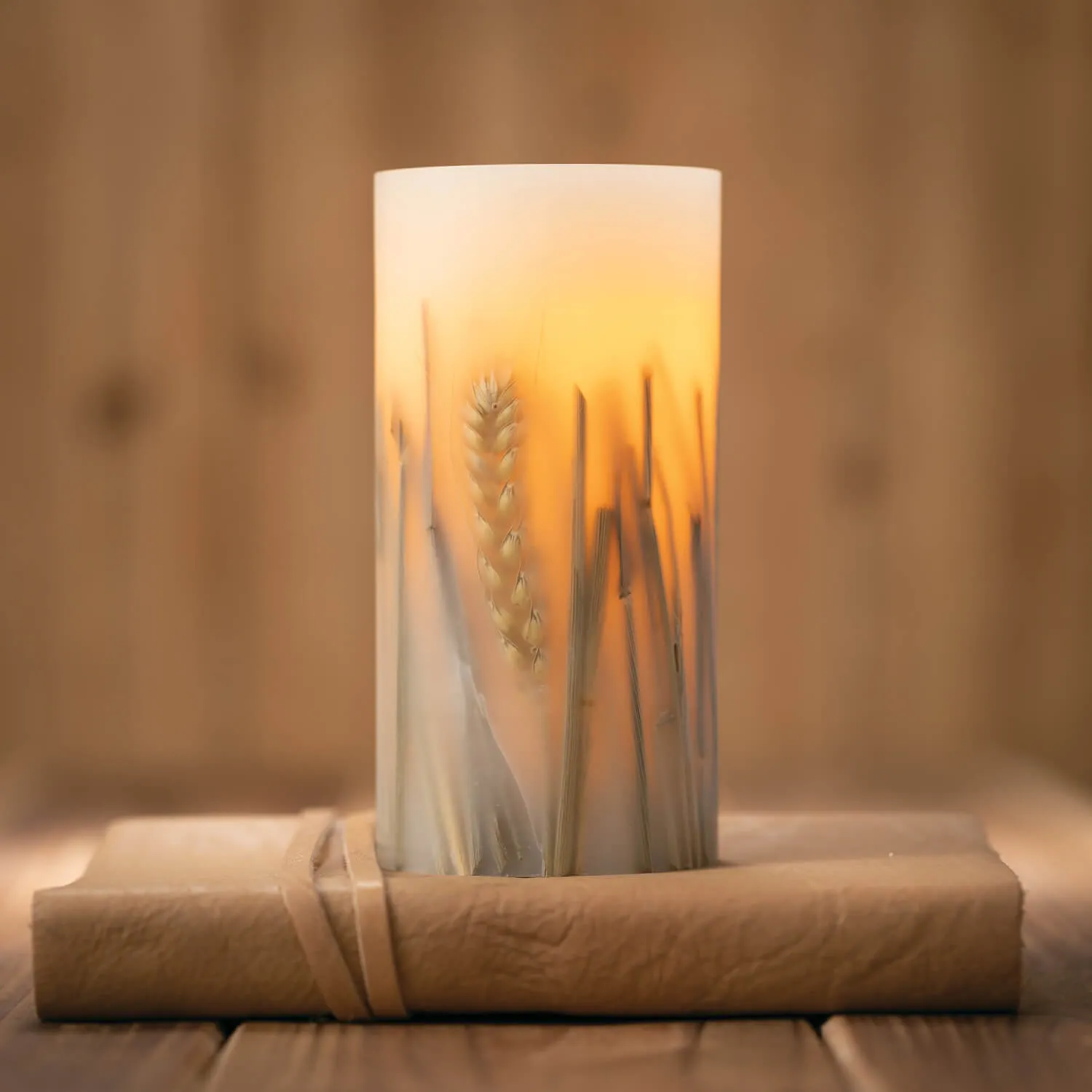 Smooth Wheat Flameless LED Pillar Candle